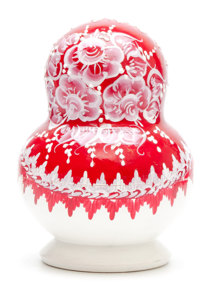 130 mm Red Gzhel with Bubbles hand painted wooden Matryoshka doll 10 pcs (by Rose Studio)