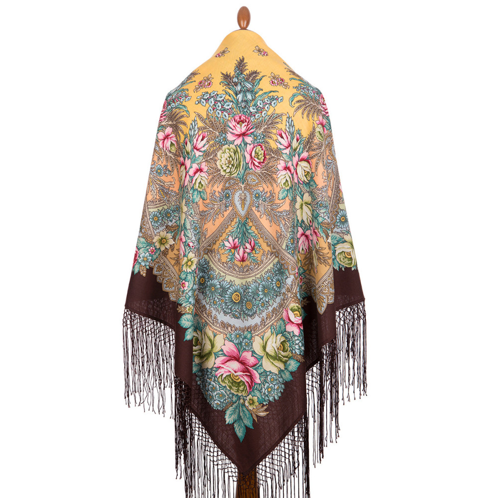 Shop Thick Woolen Fabric Shawls with Silk Fringe 148x148 cm Шаль «Июньское утро» online at Skazka.site | Eligible for fast shipping and free returns. Шаль «Июньское утро»