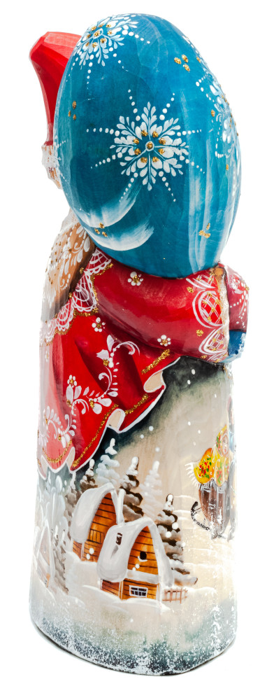 210 mm Santa Claus with a birch staff and a large bag of gifts (by Igor Carved Wooden Figures Studio)