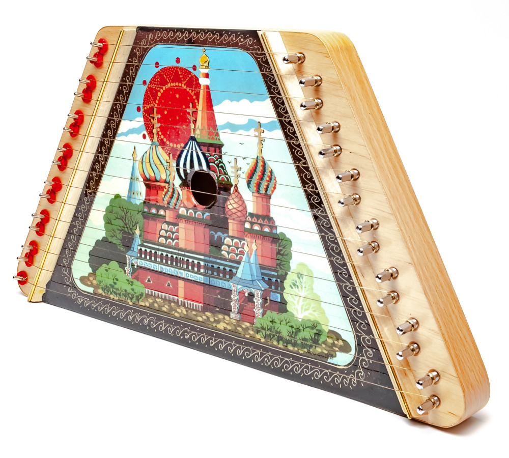 Moscow Saint Basil Cathedral hand painted wooden multi string Gusli (by Gusli Studio)