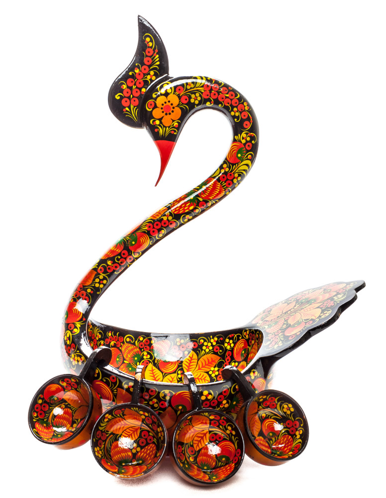 160x260 mm Duck Khokhloma hand painted wooden Ladle for Wine with small Ladles