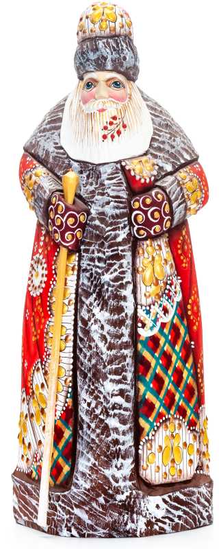 250mm Santa with a Magic Staff Carved Wood Hand Painted Collectible Figurine  (by Natalia Nikitina Workshop)