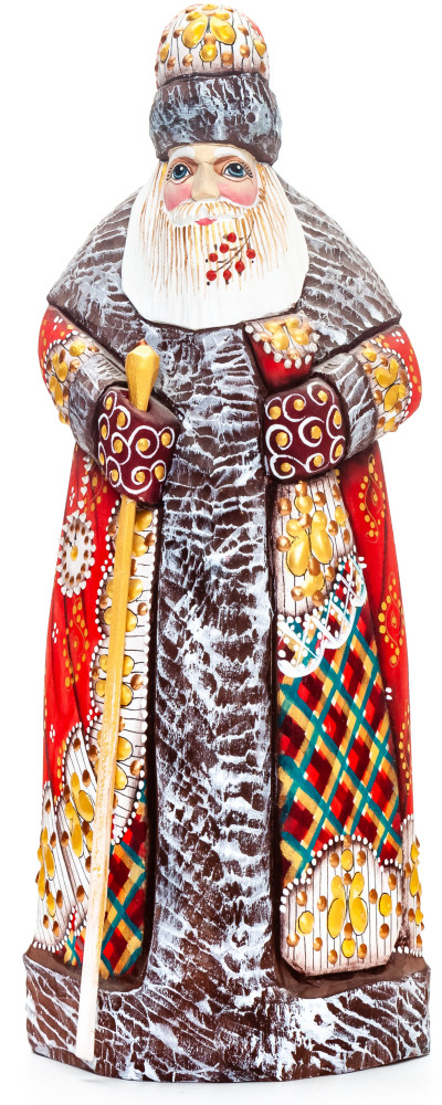 250mm Santa with a Magic Staff Carved Wood Hand Painted Collectible Figurine  (by Natalia Nikitina Workshop)