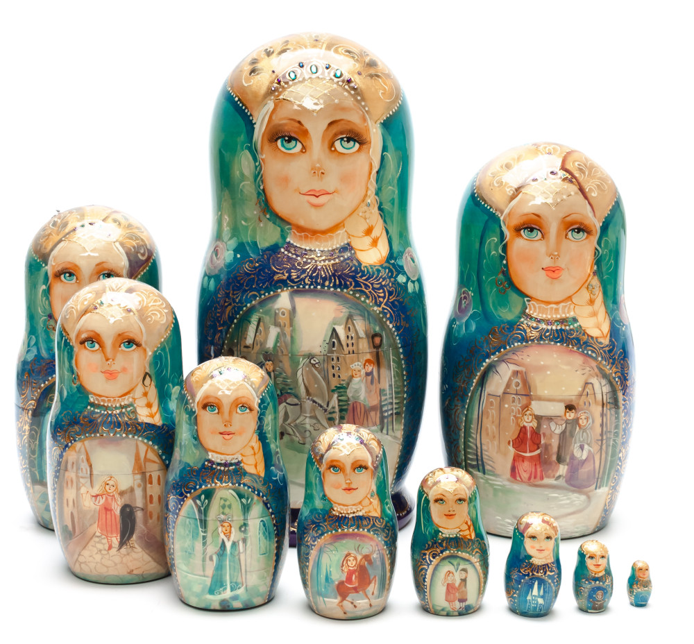Shop Exclusive Nesting Dolls 300 mm The Snow Queen hand painted wooden Matryoshka doll 10 pcs (by GOLDEN COCKEREL) online at Skazka.site | Eligible for fast shipping and free returns. 300 mm The Snow Queen hand painted wooden Matryoshka doll 10 pcs (by GOLDEN COCKEREL)