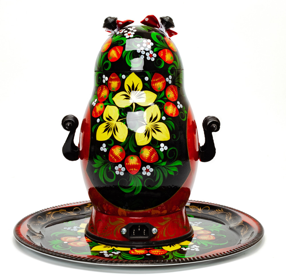 Matryoshka Electric Samovar Kettle Golden with Teapot and Tray