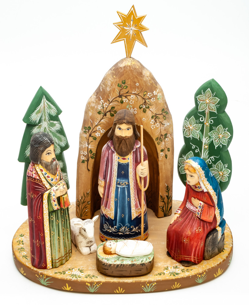 Nativity Set of 8 handpainted Carving Wooden Figures