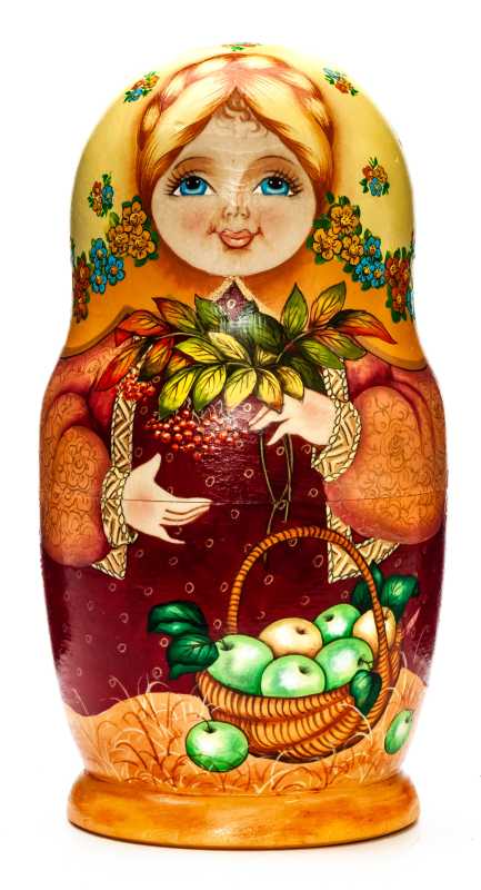 180 mm Seasons hand painted wooden Russian Matryoshka doll 5 pcs (by Alexander Studio)