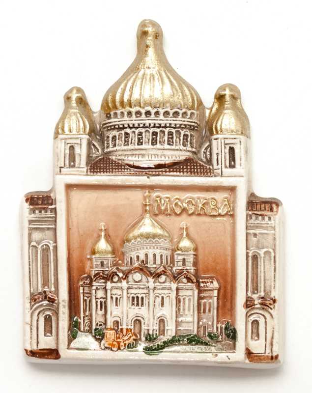 60x85 mm Moscow Cathedral of Christ the Saviour Ceramic Fridge Mganet (by Skazka)