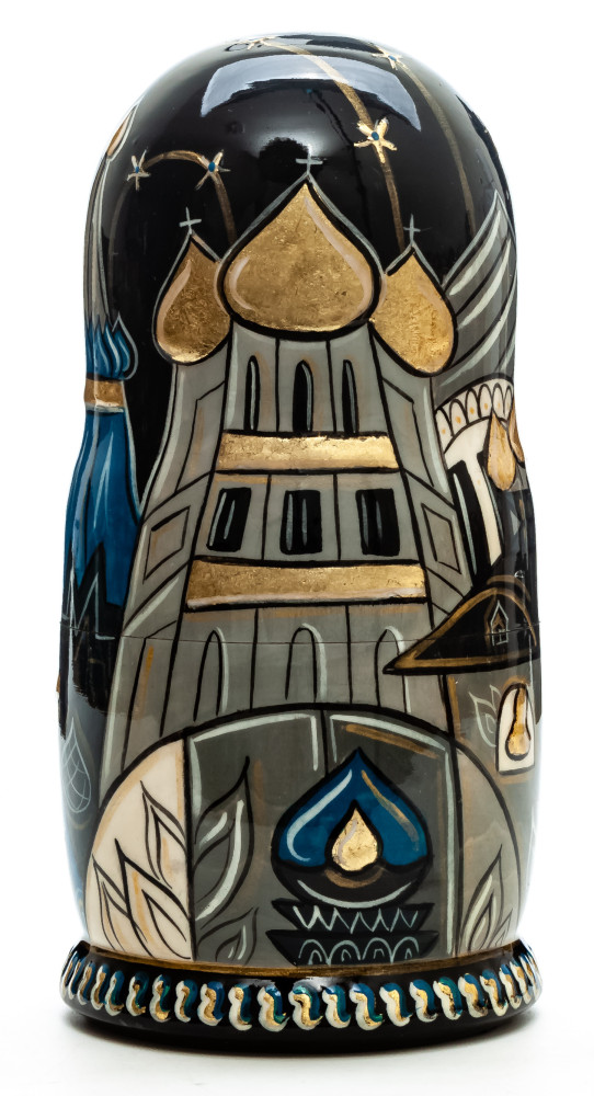 180 mm Moscow Snt Basil Cathedral hand painted by Lentuloff on wooden Matryoshka doll 5 pcs (by A Studio)