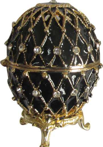 70 mm Golden Trellis on Black Enamel Easter Egg