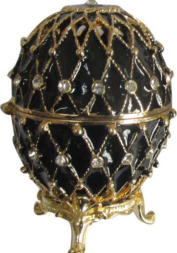 70 mm Golden Trellis on Black Enamel Easter Egg