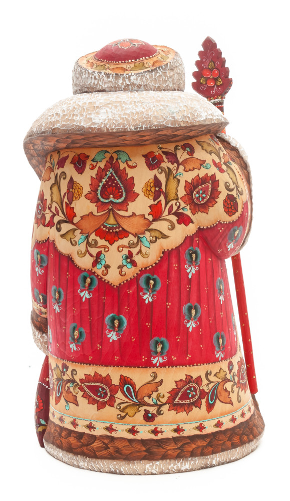 320 mm Santa with a Magic Staff and a Bag with hand painted Santa with Kids Carved Wood Collectible Figurine (by Sergey Christmas Workshop)