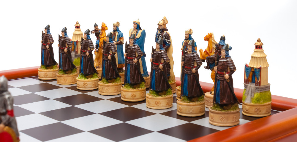 390x390 mm The Mongol Сonquest of Kievan Rus' handpainted figures on wooden Chess Board (by Fyodor Chess Studio)
