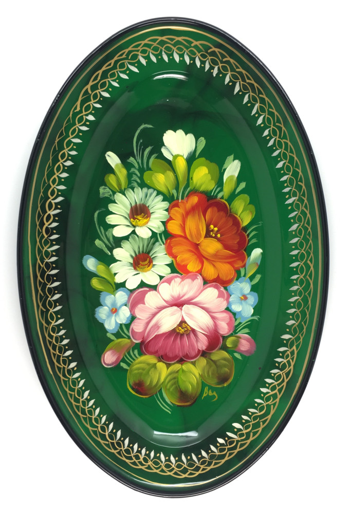 Zhostovo Hand Painted Metal Tray