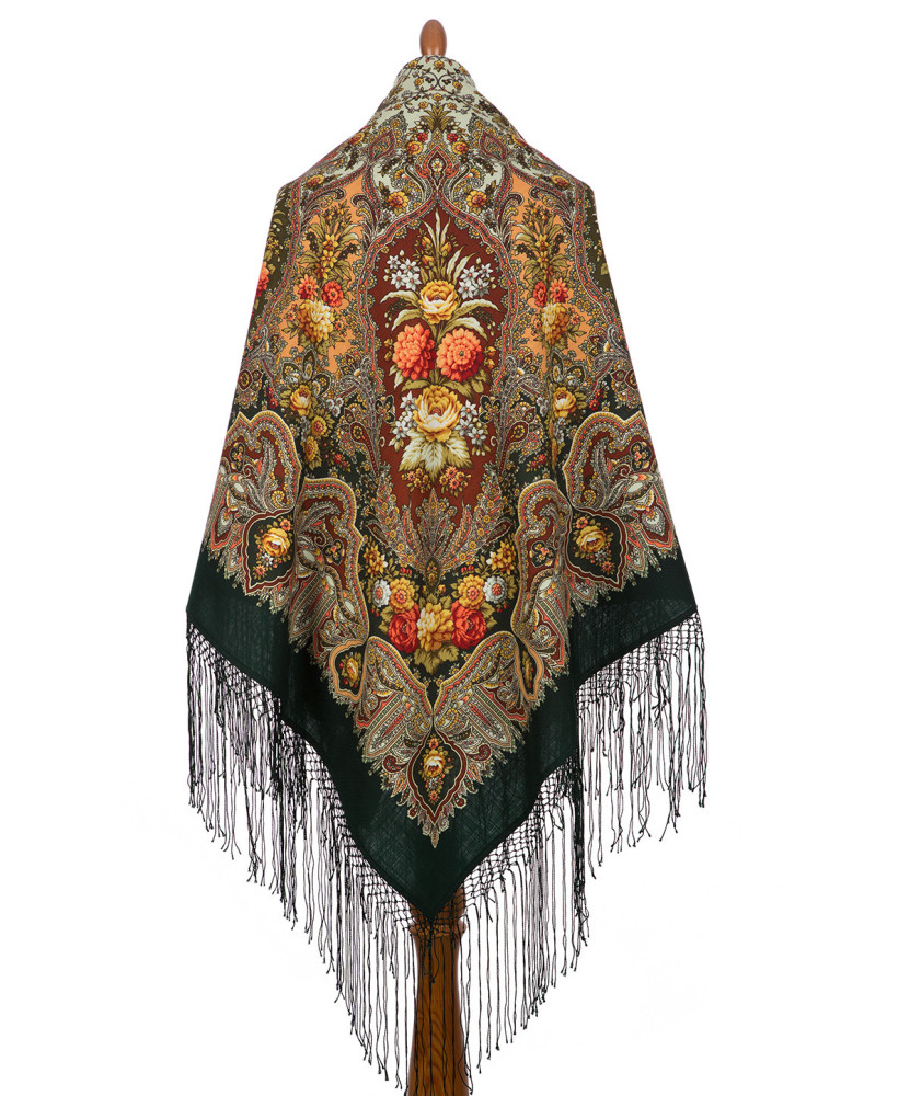 Shop Thick Woolen Fabric Shawls with Silk Fringe 148x148 cm Шаль «Миндаль» online at Skazka.site | Eligible for fast shipping and free returns. Шаль «Миндаль»