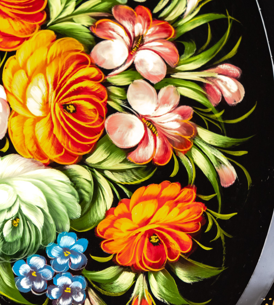 310x380 mm Zhostovo Patterns hand painted and lacquered  Metal Forged Tray (by Lada Crafts)
