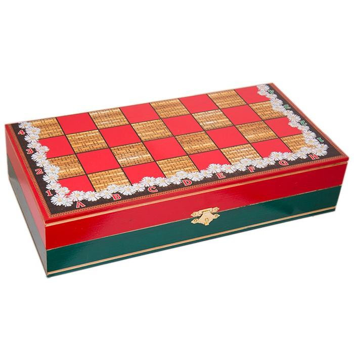 Wooden Chess Board with Matryoshka Hand Painted Chess Pieces