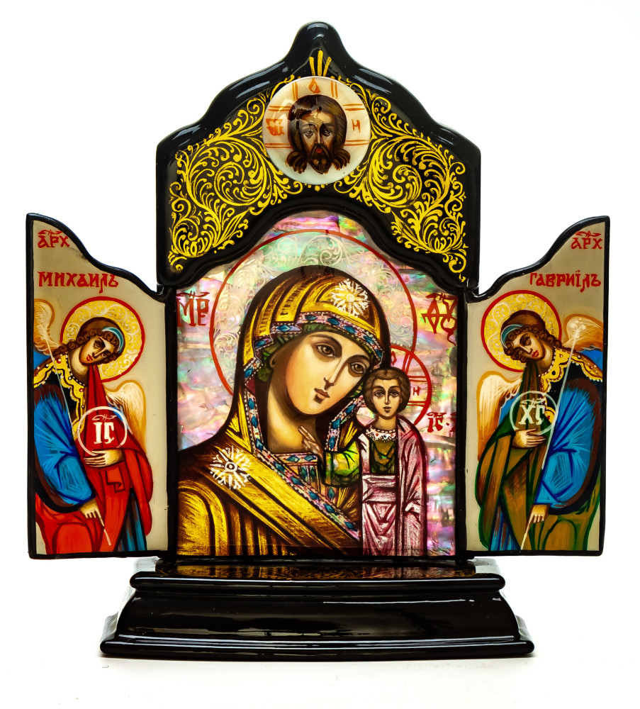 110x140mm Kazanskaya Godmother handpainted on nacre Icon (by Galina Studio)