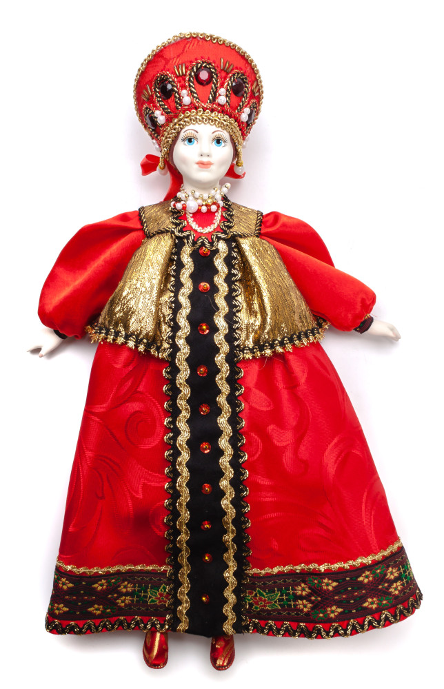 The Girl in a Red Dress hand-sewn Porcelain Doll - 16 Inches