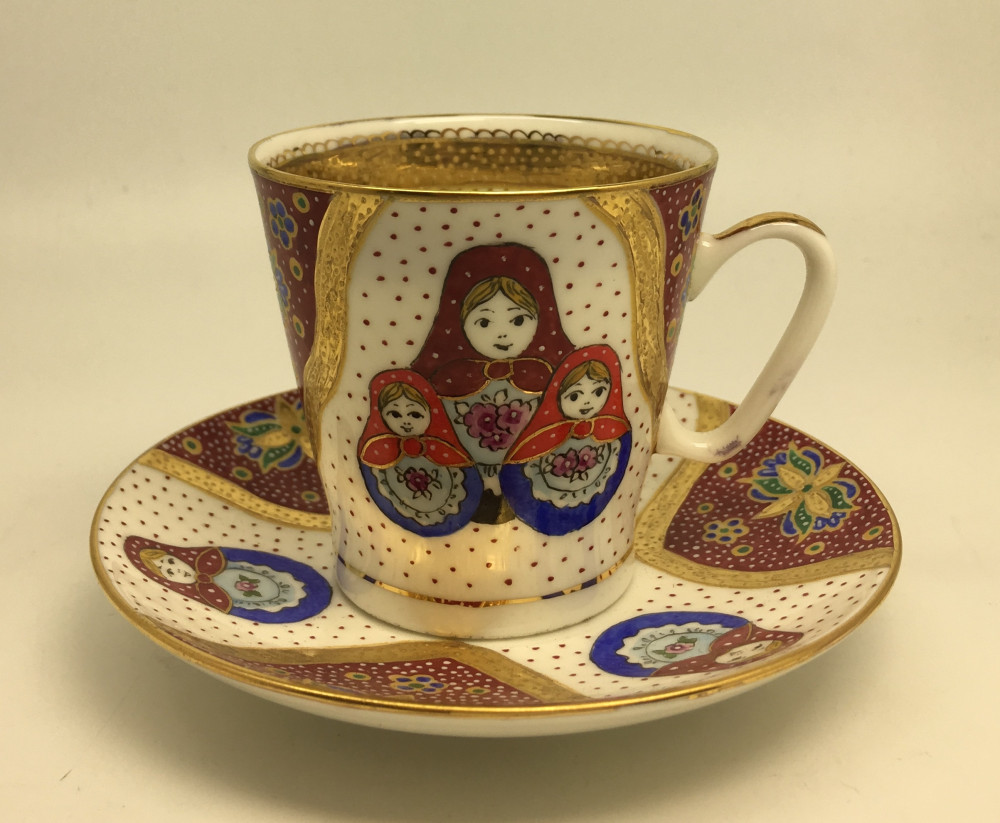 Russian Souvenir Hand Painted Coffee Cup