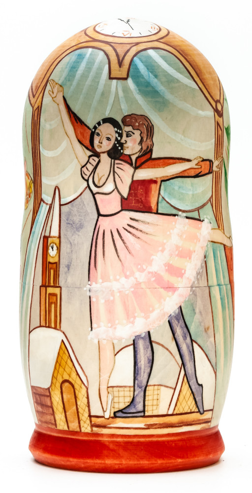180mm Nutcracker hand painted on wooden Matryoshka doll 5 pcs (by Alexander Famous Paintings Studio)