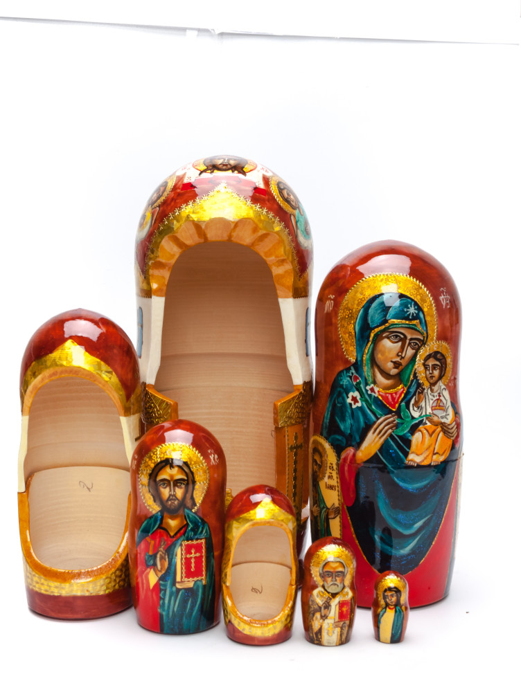 250 mm Unfading Flower Godmother hand painted wooden Matryoshka doll 7 pcs (by Ludmila Icon Paintings)