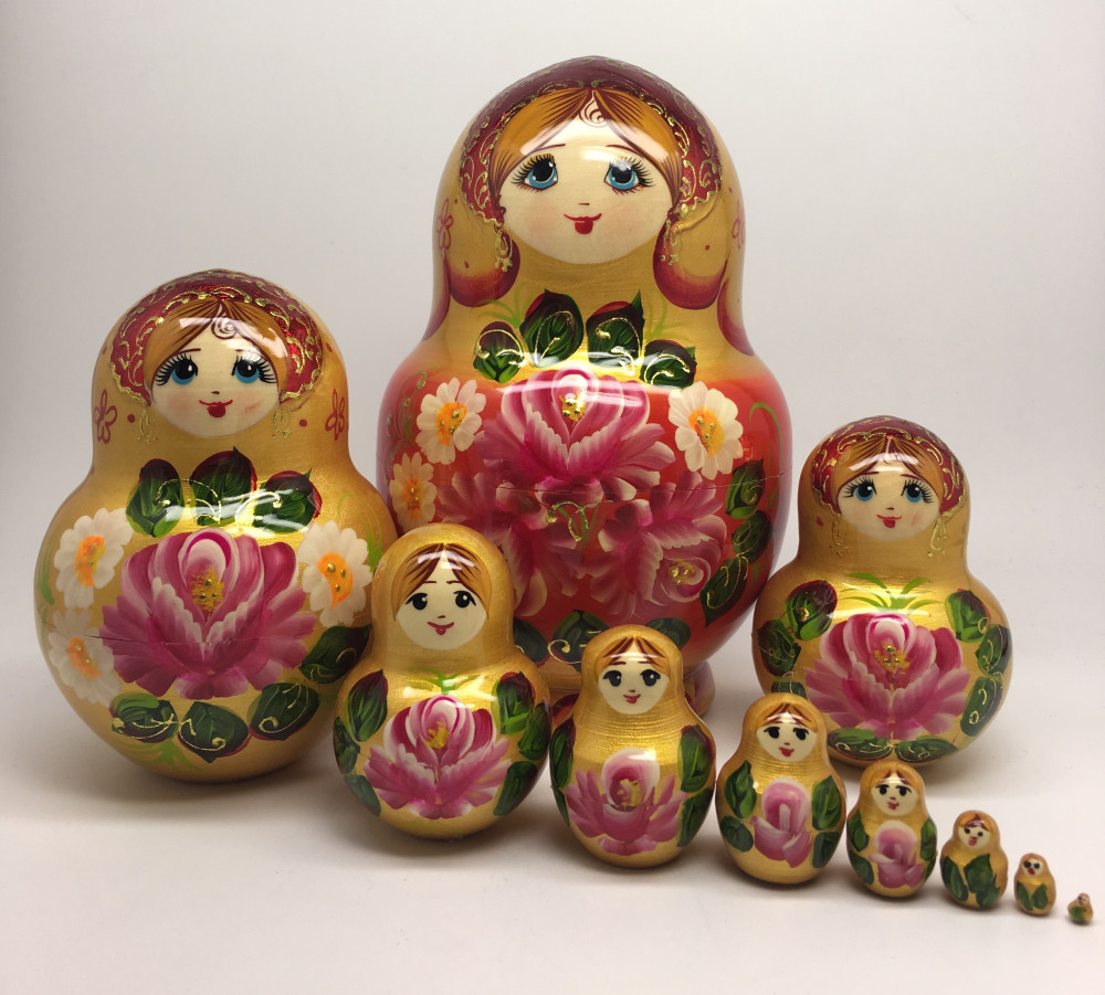 160 mm Summer Flowers Matryoshka Doll 10 pcs (by Summer Shine)
