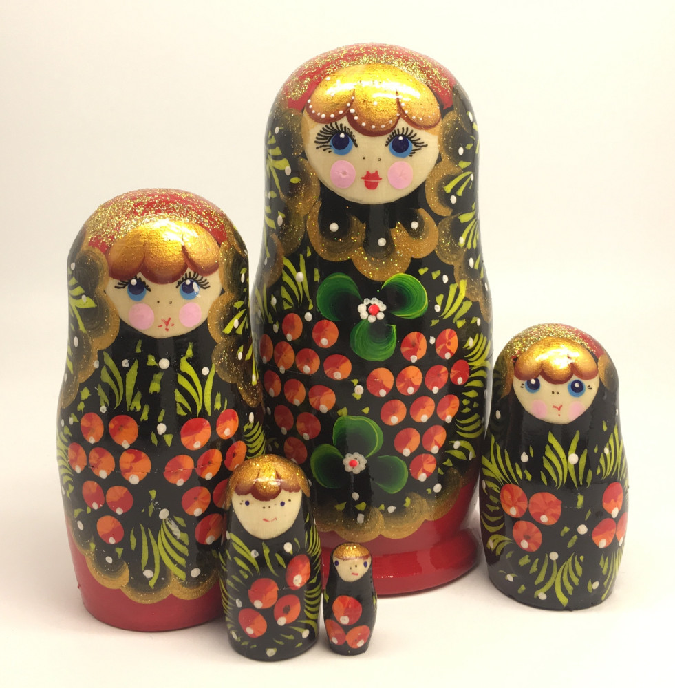 120 mm Maidan Art Hand Painted Matryoshka Doll 5 pcs (by Oleg Crafts)