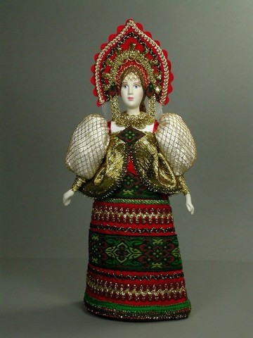 Russian Beauty hand made Porcelain Doll in Kokoshnik - 11 Inches (by Le Russe)