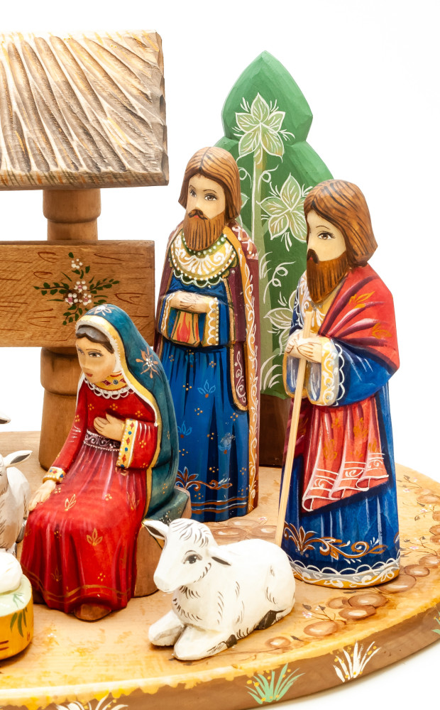 Nativity Set of 13 handpainted Carving Wooden Figures