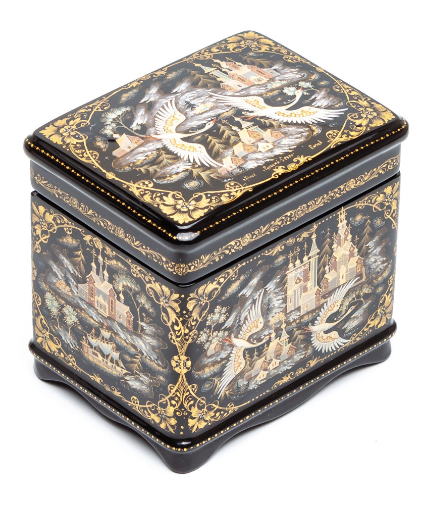 80x60mm Russian North Hand Painted Jewellery Box (by Sadko Workshop)