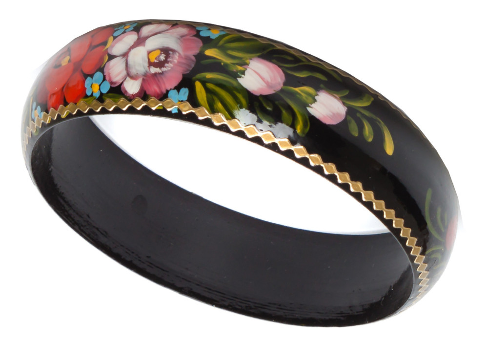 80x20 mm Zhostovo Hand Painted Bracelet (by Lada Workshop)