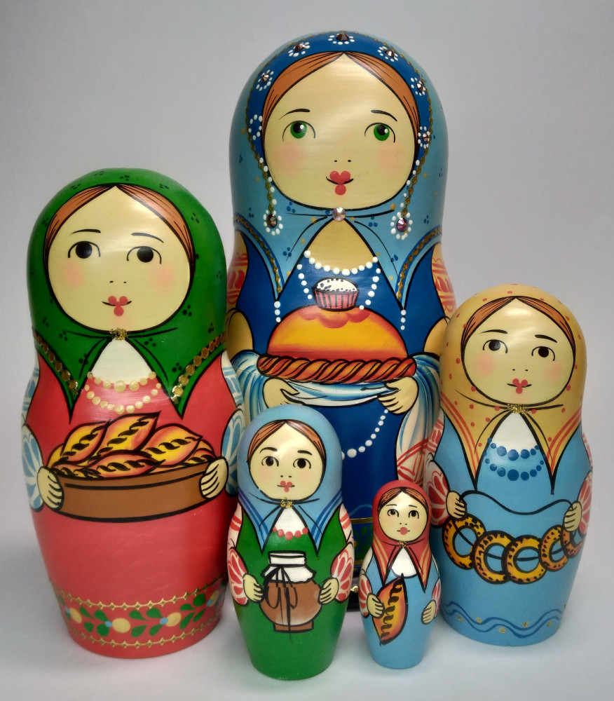 Shop Exclusive Nesting Dolls 160 mm Mistress with Bread and Salt hand painted Traditional Russian Wooden Matryoshka doll 5 pcs (by Igor Malyutin) online at Skazka.site | Eligible for fast shipping and free returns. 160 mm Mistress with Bread and Salt hand painted Traditional Russian Wooden Matryoshka doll 5 pcs (by Igor Malyutin)