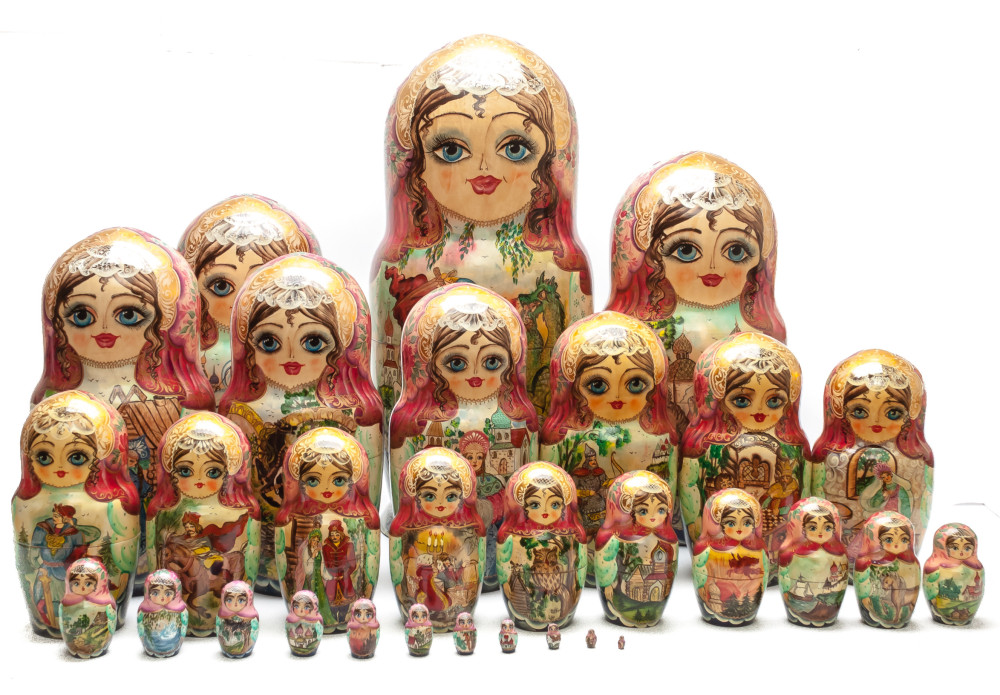 420mm Russian Fairytale hand painted Matryoshka Doll 30 pcs (by Skazka)