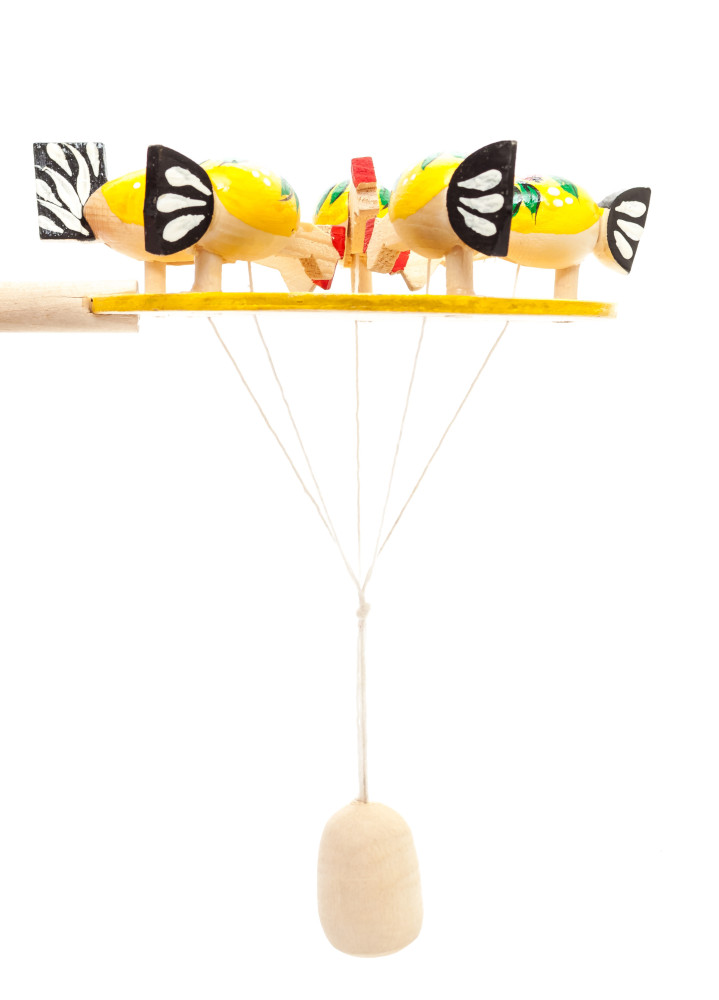 200x140 mm Pecking Chicken Hand Carved and Painted Russian Wooden Toy (by Bogorodskoe Studio)