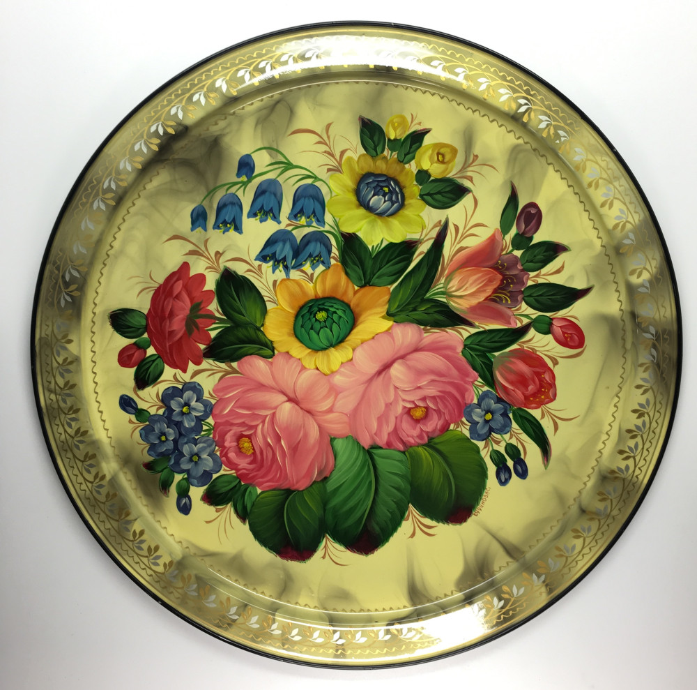 Zhostovo Hand Painted Metal Tray