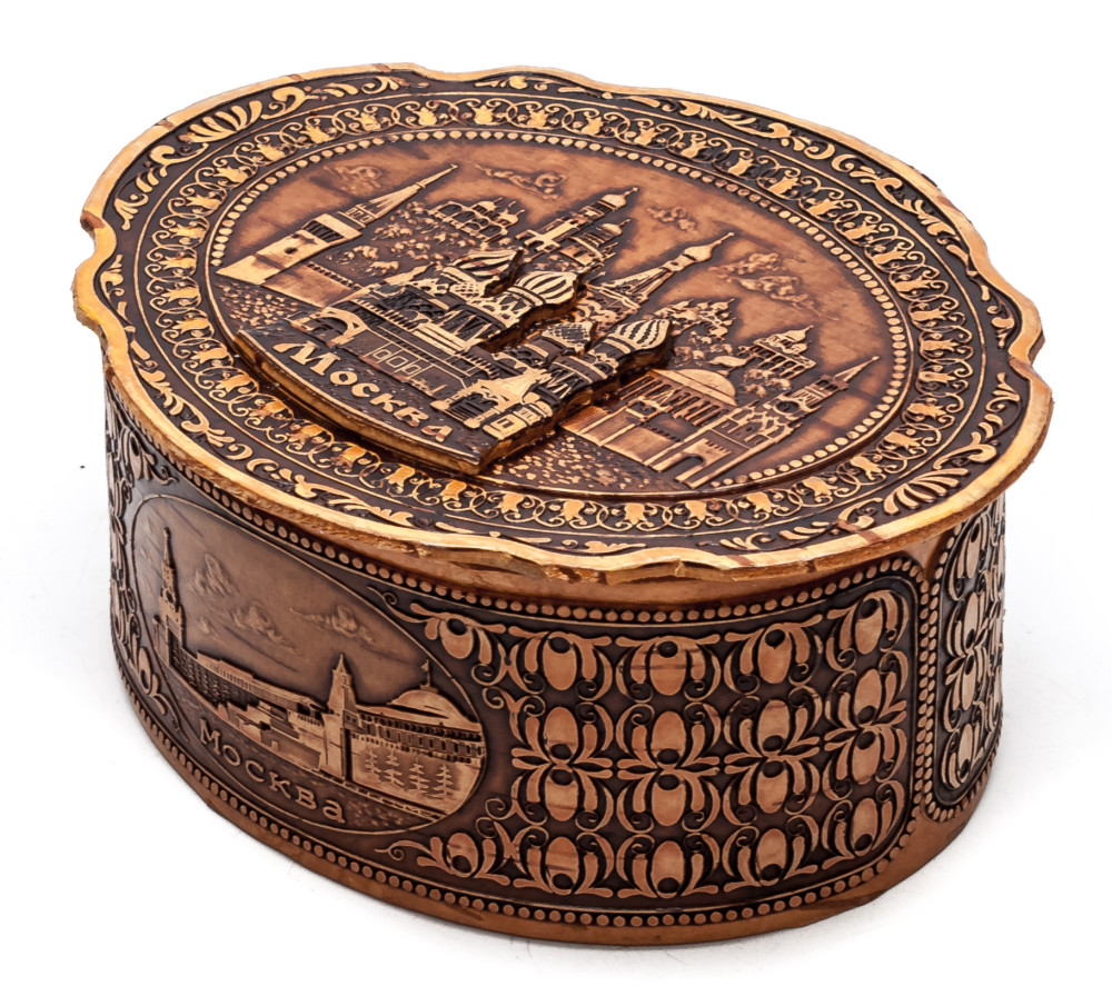 120x100 mm Moscow hand made Birchbark Jewelry Box (by Maxim Birch)