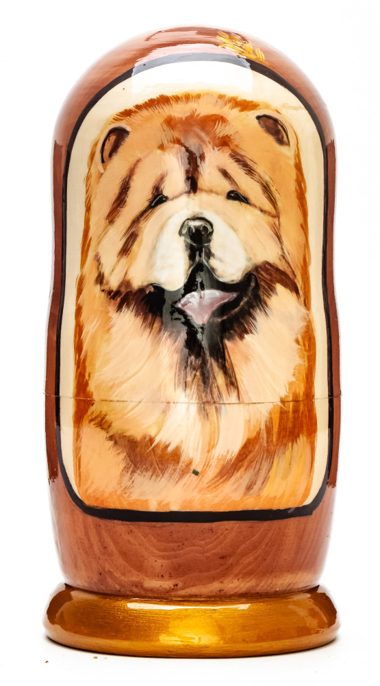 180mm Dog hand painted on wooden Matryoshka doll 5 pcs (by Alexander Famous Paintings Studio)