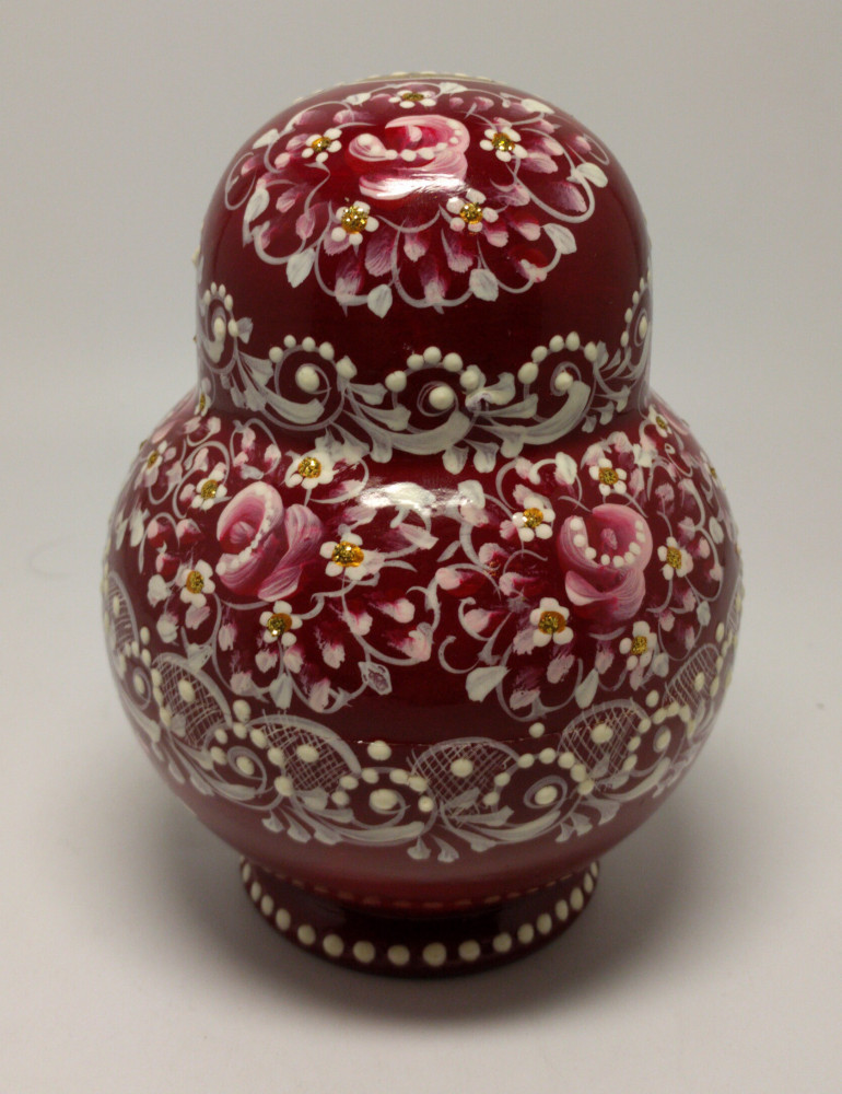 110 mm Red Russian Patterns hand painted wooden Matryoshka doll 10 pcs inside (by Kudryashova Studio)
