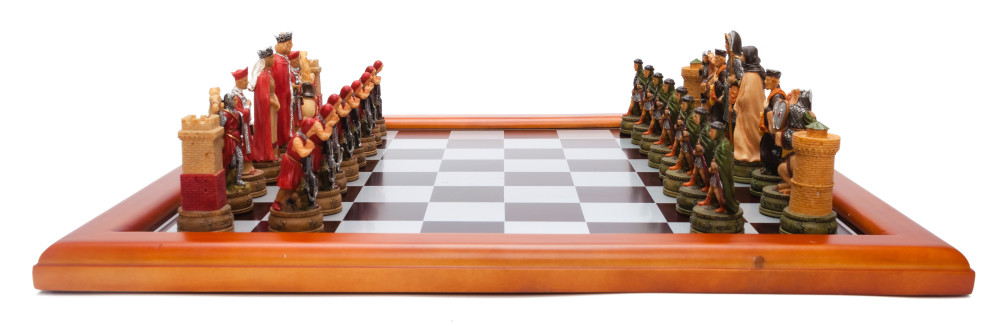 395x395 mm Roman and Celtic Troops handpainted figures on wooden Chess Board (by Fyodor Chess Studio)