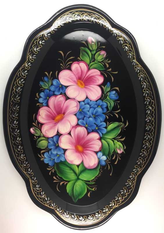 Zhostovo Hand Painted Metal Tray