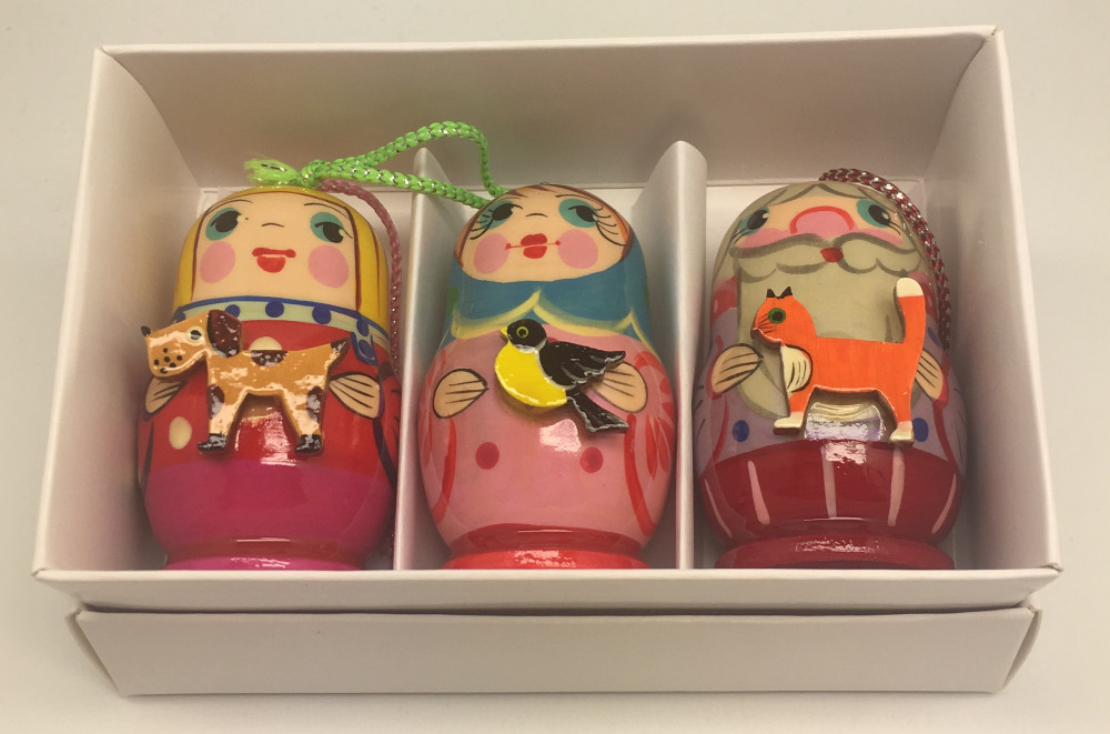 Matryoshka with Animals Christmas Ornaments 
