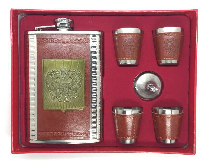 Russian Coat of Arms Flask Gift Set
