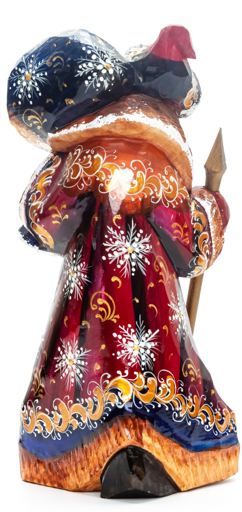240 mm Santa Claus with a Magic Staff and a Bag Carved Wood Hand Painted Collectible Figurine  (by Igor Carved Wooden Figures Studio)