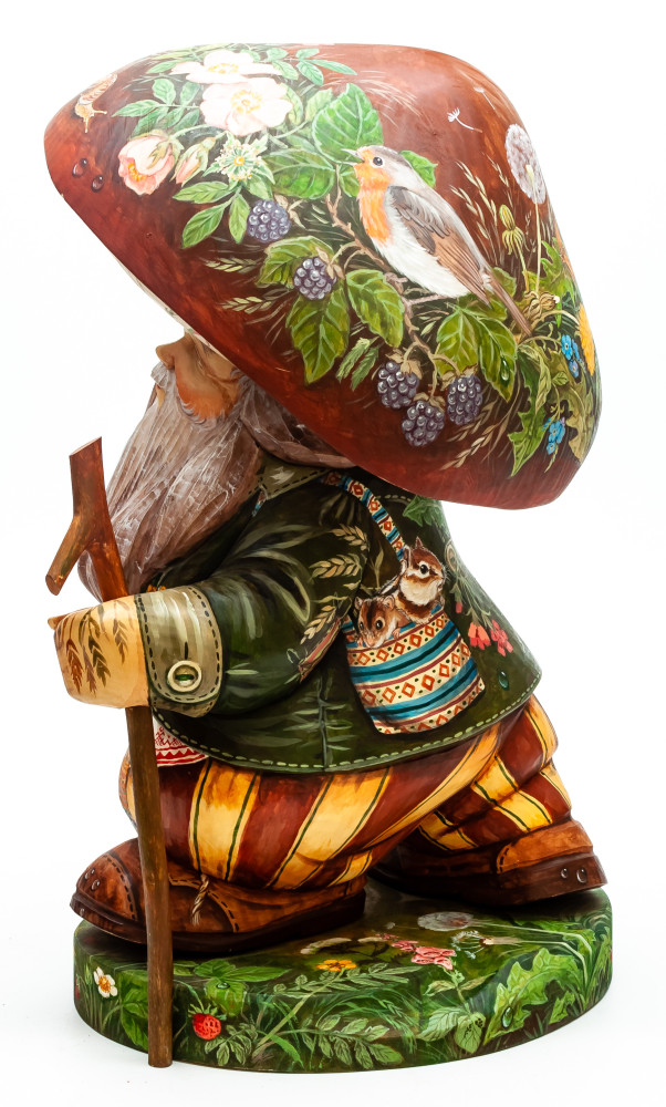 300 mm Mushroom hand painted Wooden Statue (by Karpova Nadezda)