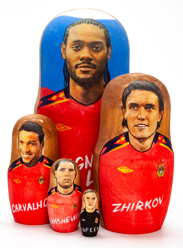 180mm Vagner Love from CSKA Moscow Hand Painted Matryoshka Doll 5 pcs (by Konstantin Studio)