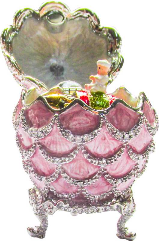 57 mm Pink Pine Cone with Elephant inside Easter Egg