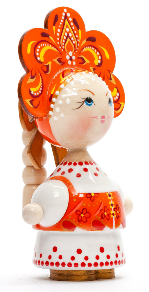 140 mm Russian Girl in Kokoshnik hand painted Wooden Doll (by Summer Shine)