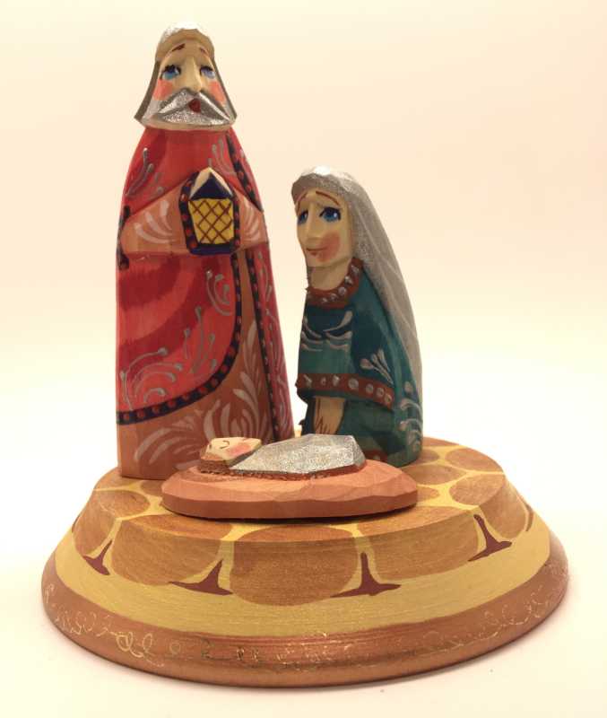 Nativity Set of 3 handpainted Carving Wooden Figures