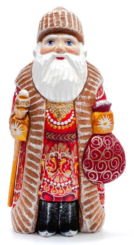 200 mm Santa Claus with a Staff And a Bag with Gifts (by Igor Carved Wooden Figures Studio)